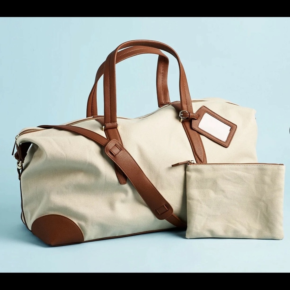 Henny + Lev Stylish Cream and Brown Women's /Unisex Travel Bag Set